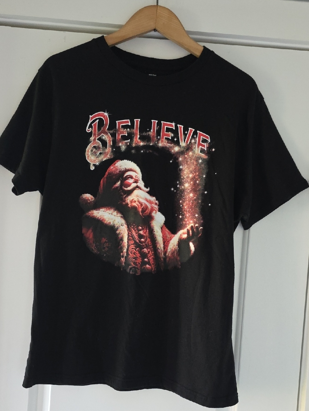 Holiday Time Black Graphic Tee with Santa Believe Graphic🎅🏼